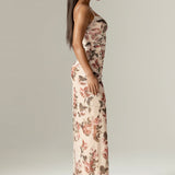 Evita Italian Rose Print Corset Maxi Dress (Rose Print)