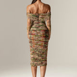 Hayley Off Shoulder Midi Dress (Floral Print)