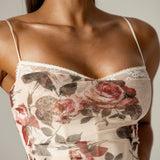 Evita Italian Rose Print Corset Maxi Dress (Rose Print)