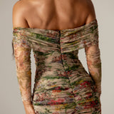 Hayley Off Shoulder Midi Dress (Floral Print)