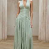 Uranie Mint Green Gathered Maxi Dress