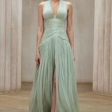 Uranie Mint Green Gathered Maxi Dress