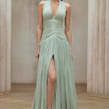 Uranie Mint Green Gathered Maxi Dress