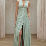 Uranie Mint Green Gathered Maxi Dress