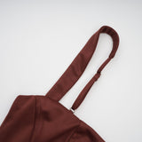 Paulette Brown Ruched Bodycon Mini Dress