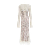 Valérie white floral lace mesh maxi dress
