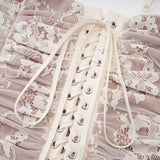 Valérie white floral lace mesh maxi dress